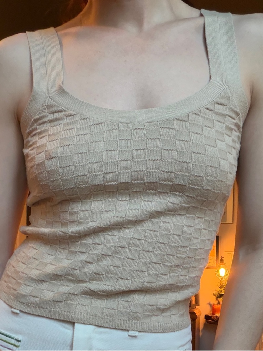 A&F checkerboard knit tank